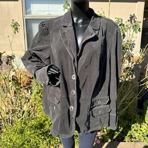 Lane Bryant Corduroy Jacket Womens‎ Size 28 Black Blazer Peplum Stretch
